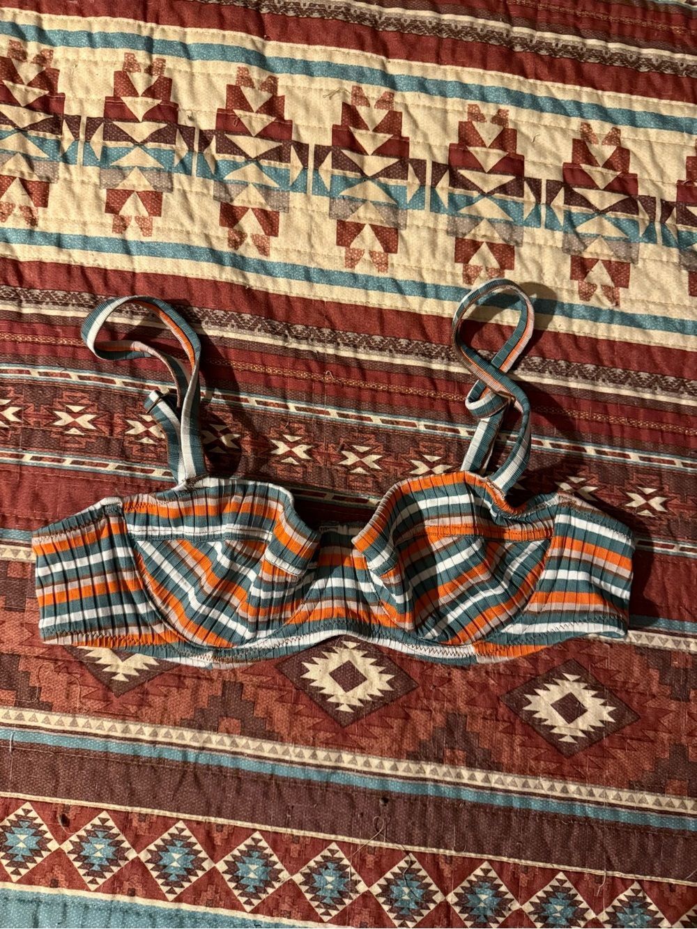 aerie Brown Ribbed Bikini Top size 34B